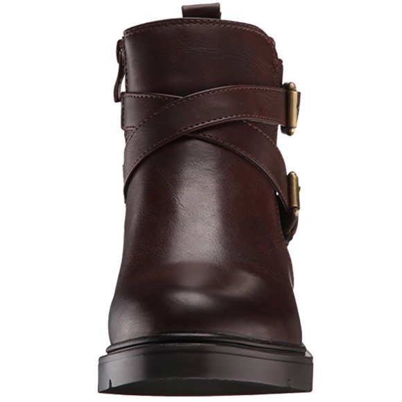 Texas Brown Wraparound Buckle Flat Ankle Booties - Picture 7 of 8